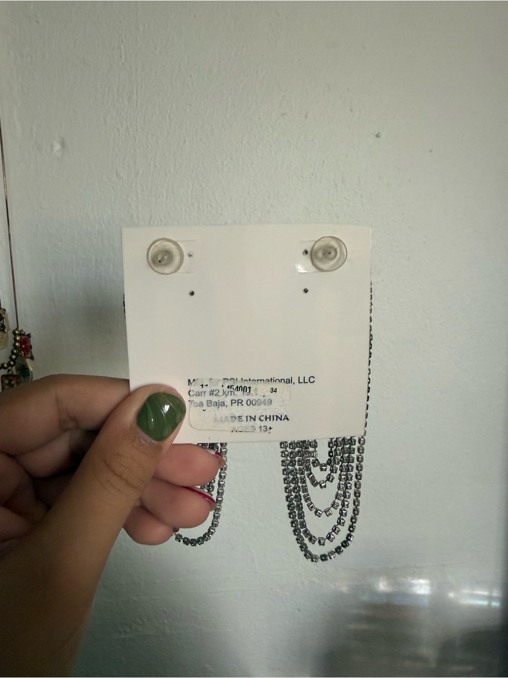 Silver Rhinestone Fringe Drop Earrings - Picture 2 of 3